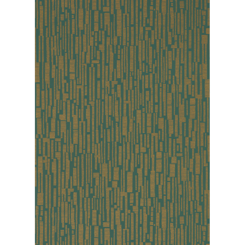 Series Geometric Metallic Wallpaper Roll, Forest/Copper