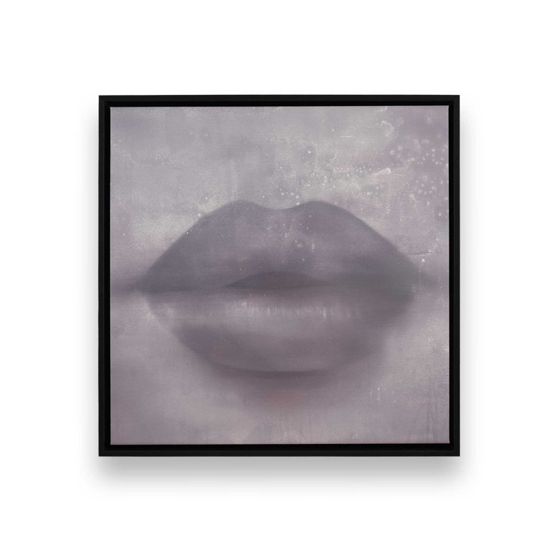 Impression sur toile 24 po x 24 po Whispered Kiss, Cadre flottant noir satiné, H 26 po x l 26 po x P 1,75 po