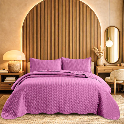 Oxford Microfiber Embossed Lightweight Comforter Set with Pillow Shams