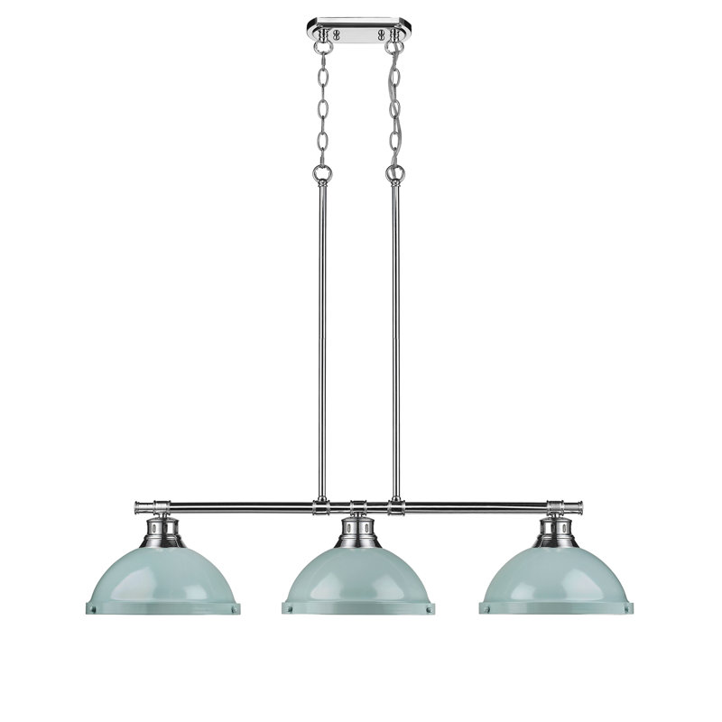 Luminaire suspendu en forme de dôme à 3 lumières pour îlot de cuisine Drakeford, Écume de mer, Pewter