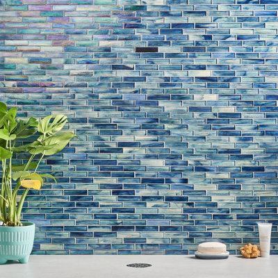 Carreau de mosaïque murale en verre 11,82 po x 12 po Waterscape