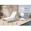Ensemble de chaises longues d'extérieur inclinables 76 po Aynura - 3 chaises longues en aluminium avec 3 tables d'appoint assorties, 5 positions réglables et roues cachées - Blanc-1441098954