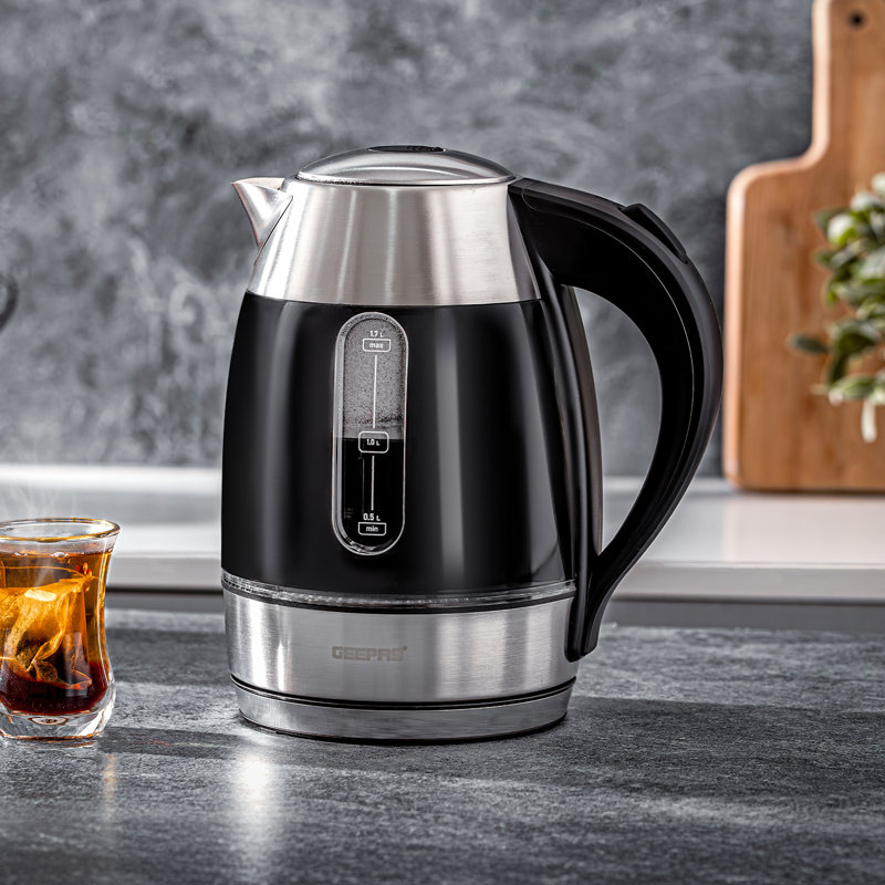 GEEPAS 2 Slice Bread Toaster & 1.7L Illuminating Electric Kettle Combo Set | 750W Toaster, 7 Level Browning Control, Defrost, Reheat & Cancel Function | 2200W Rapid Boil Cordless Jug Kettle