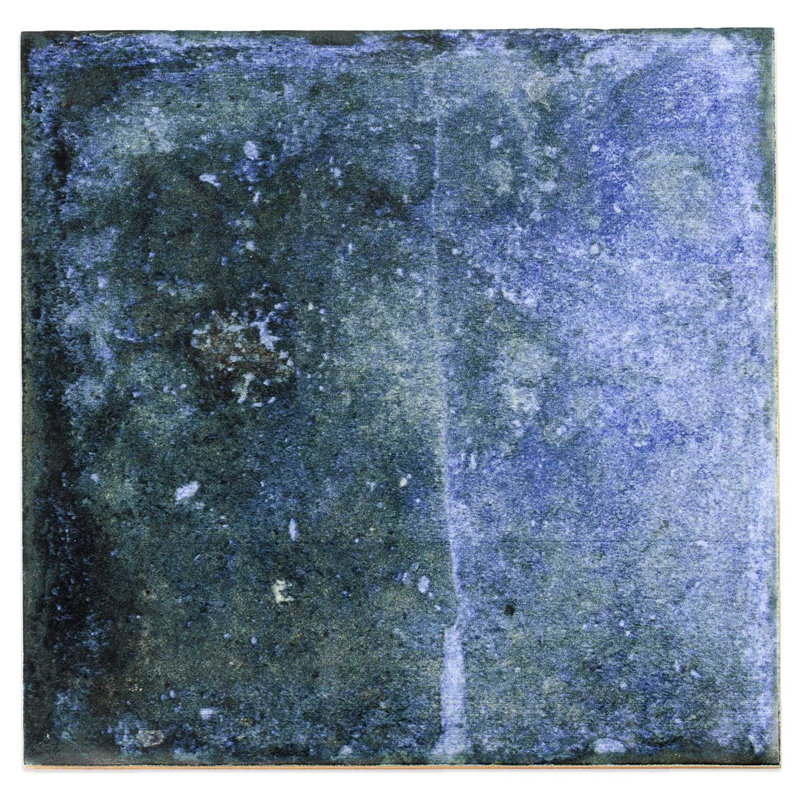 Angela Harris Dunmore 8x8 Polished Hand Painted Look Ceramic Tile, Dark Blue