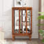 Vitrine 2 portes avec portes en verre trempé, armoires de terrasse avec panneau arrière en miroir et tablettes réglables, vitrine éclairée pour la maison, ampoule de bureau incluse-1084864935