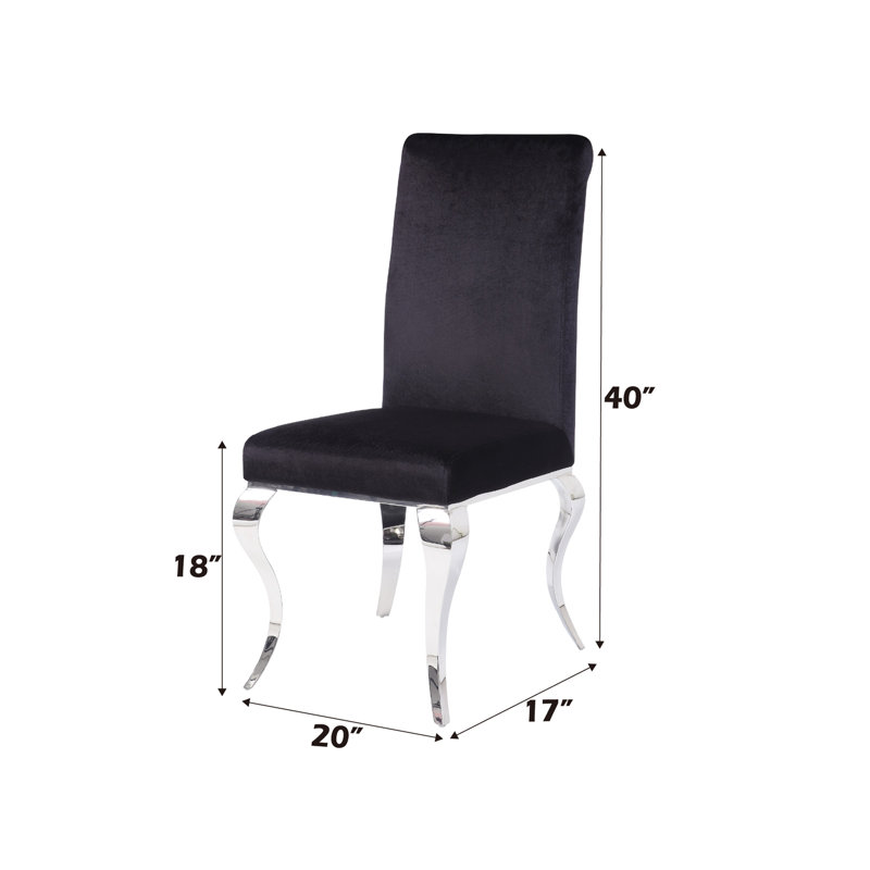 Ensemble de 2 chaises d'appoint en tissu noir et acier inoxydable Fabiola
