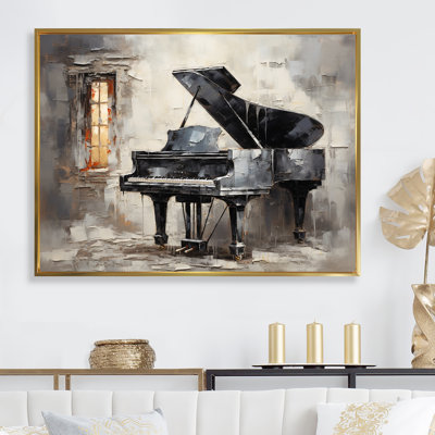 Gris, mélodie mélancolique - Piano, art mural, salon