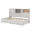 Lit de jour en bois Jacksten avec 3 tiroirs, tablette souple supérieure, tablette, prises et ports USB-285587816-285587817