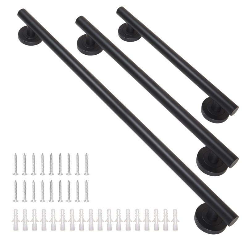 Barre d'appui de baignoire et de douche, paquet de 3, 18 po, 24 po, 36 po, Noir mat