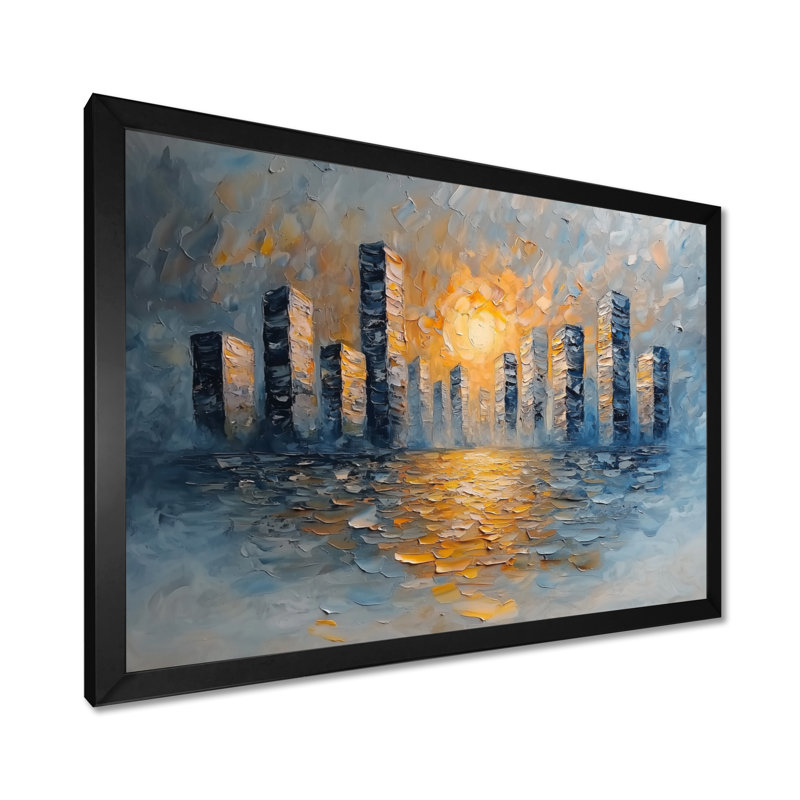 Ilirjan - Abstract Wall Art, H 30 po x l 40 po, Cadre simple, Noir