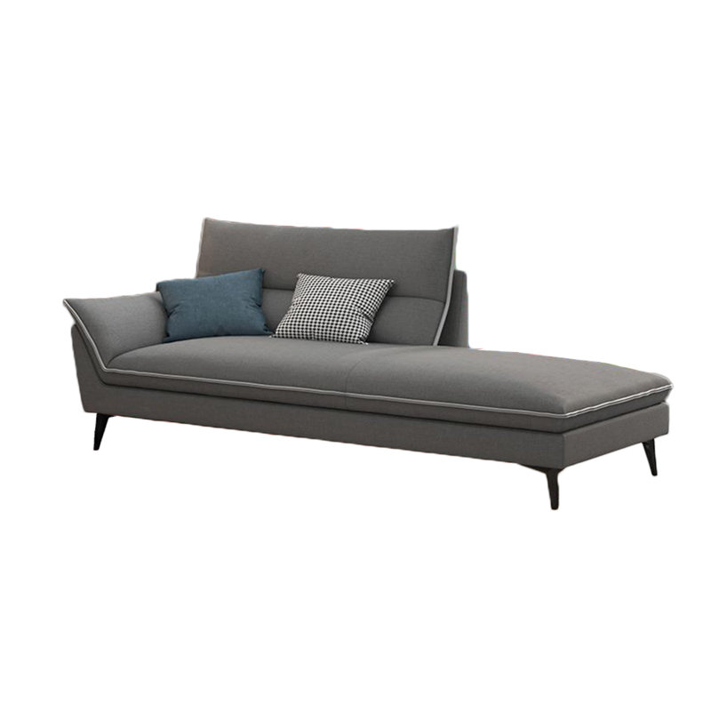 Chaise longue d'intérieur moderne avec pieds en métal rembourrés, Accoudoir à gauche (vu de face), Gris