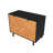 Liam 35" Mid-Century Modern 2-Door Accent Cabinet with Shelves in Natural Wood Print and Black-125405516
