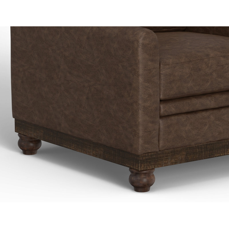 Pueblo Gray 85.5'' Faux Leather Sofa, Pueblo Gray Hickory