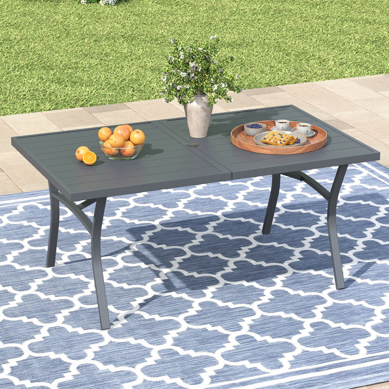 Table de salle à manger rectangulaire pour l'extérieur, Gris, H 28,3 po x l 63 po x P 37,8 po