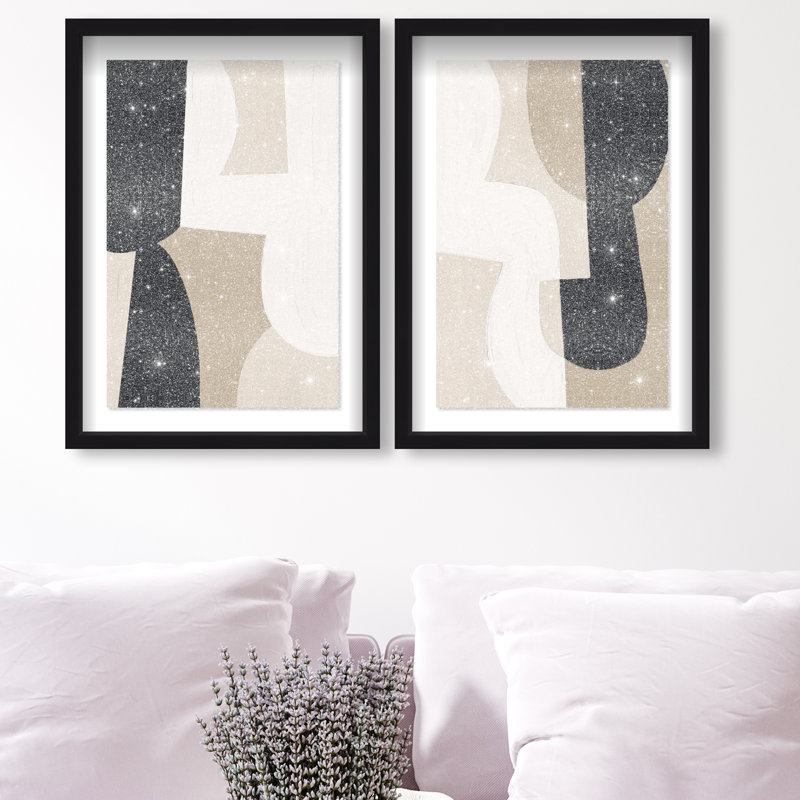 El Modernista Set Shadowbox Abstract Print by Oliver Gal, Black Frame, 10 x 15, 17.5"H x 25.5"W, Black Shadowbox