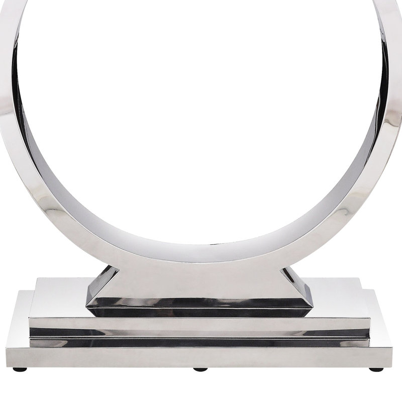 Table de surface en faux marbre avec finition argentée et miroir