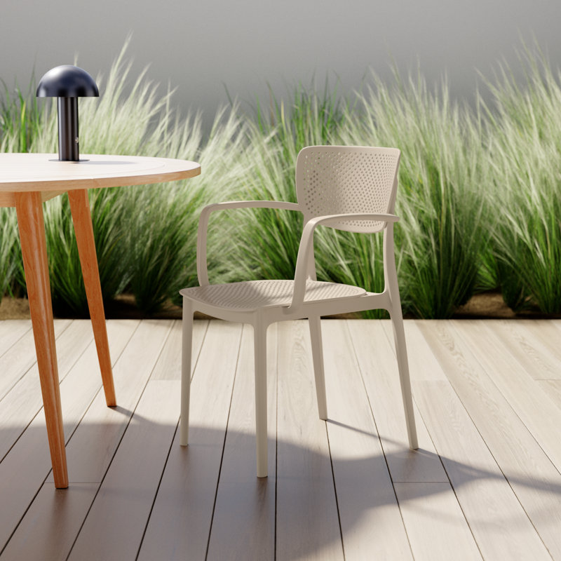 Farrah Stacking Patio Dining Armchair, Taupe
