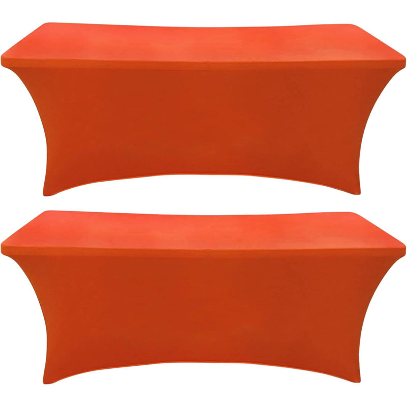 2 Pack Table Cover Fitted Rectangular Tablecloth Stretchable Fabric Lycra Table Cloth 6 Ft Wrinkle-Free For Party Tradeshows Banquet Weddings Cocktail