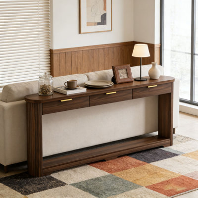 70.1" Wavy-Patterned Storage Console Table,Sofa Table