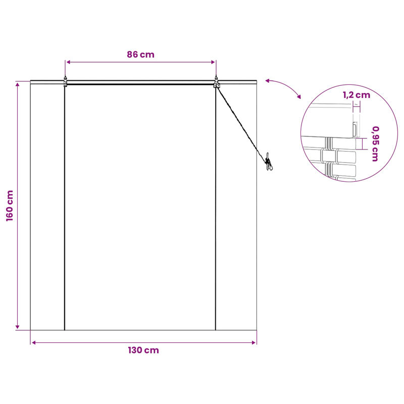 Bamboo Roller shade, 130 cm W x 160 cm L