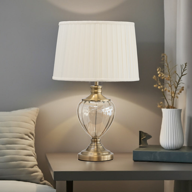 Wausa 58cm  Antique & Amber Glass Classic Table Lamp