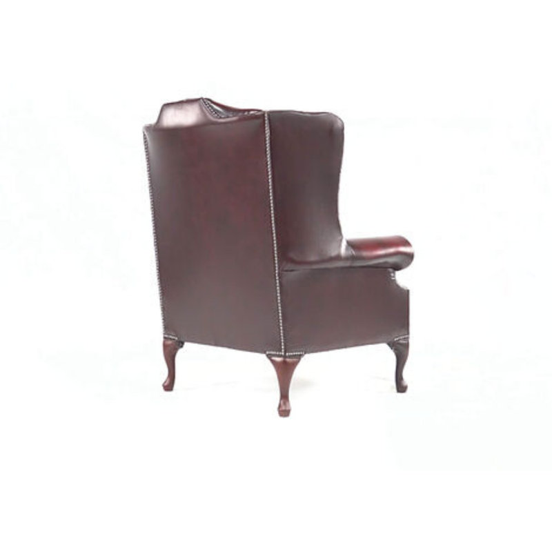 88Cm Wide Tufted Wingback Chair, Antique Oxblood