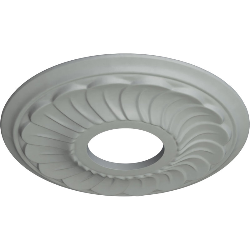 Endurathane Palmetto Ceiling Medallion, 11 1/2"OD x 1"P, Hand-Painted Frost Finish, Primed