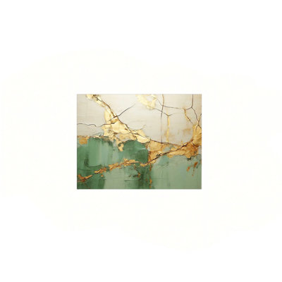Gold Pottery In Green Minimalism Canvas Wall Art,Premium Modern Home Decor,24 x 32 Inch
