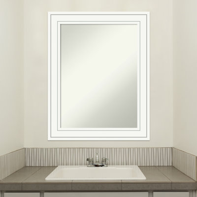 Craftsman White Wood Bathroom Vanity Non-Beveled Wall Mirror