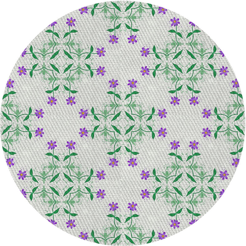 Tapis vert/mauve tissé à la machine, Rond 3 pi