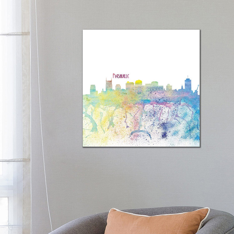 Nashville Tennessee Skyline Silhouette Impressionistic Splash by Markus & Martina Bleichner - Wrapped Canvas Gallery-Wrapped Canvas Giclée