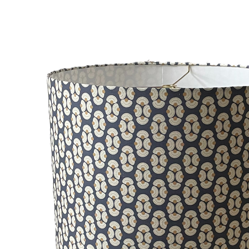 Armada Drum Lampshade, Navy;White, 12" H x 16" W x 16" D