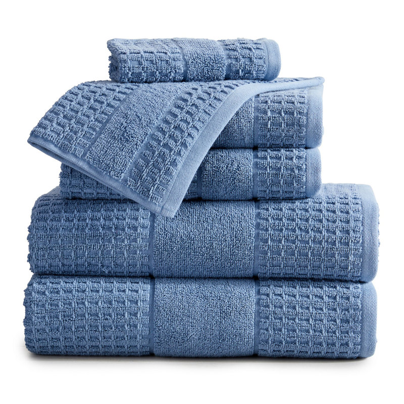 Aneko 100% Cotton Midweight Waffle Mulit-Size Set, Denim Blue