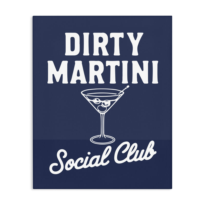 Toile rétro «Martini Club» rétro, lettrée et doublée, 40 x 30