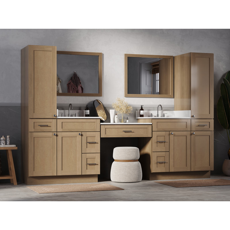 Meuble-lavabo double 108 po Disar, Chêne naturel