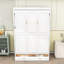 Lit escamotable double en bois avec tiroirs
