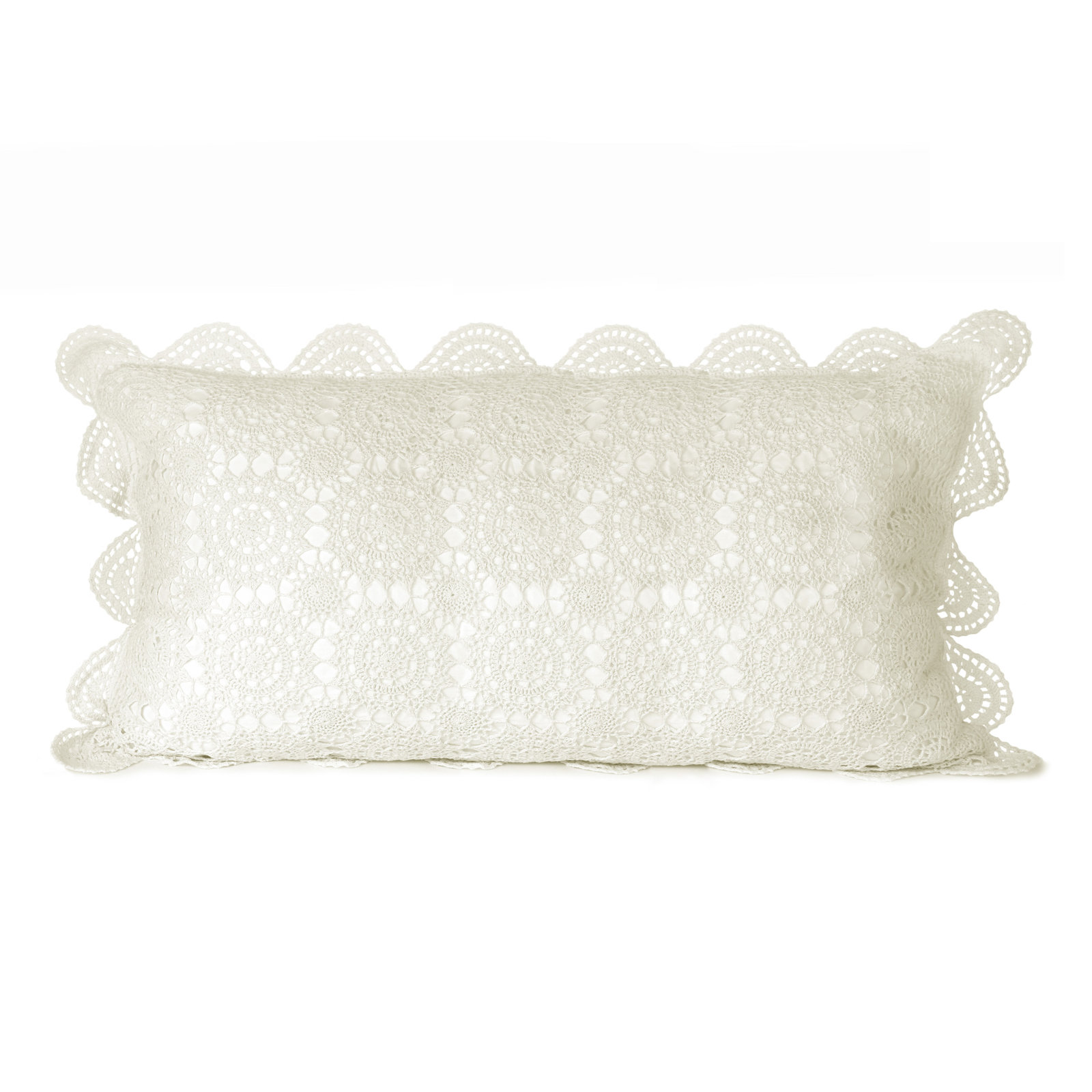Crochet Cotton Shams, King, Ivory