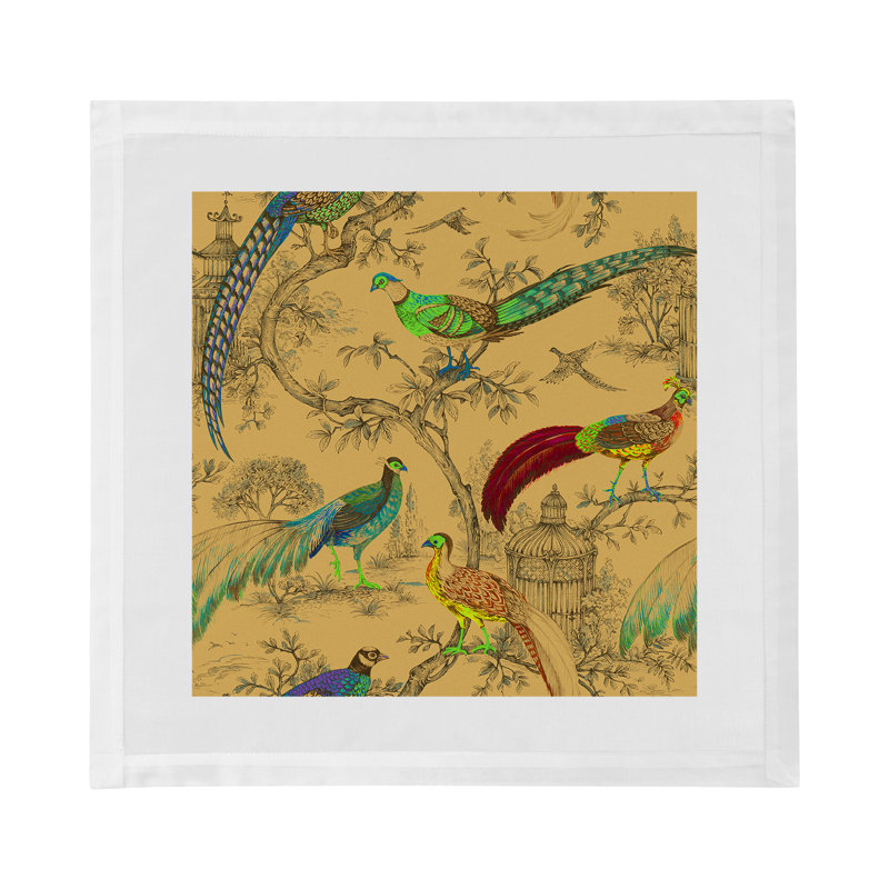 Pheasant Fall Sauvage Cotton Sateen Dinner Napkins, Mustard