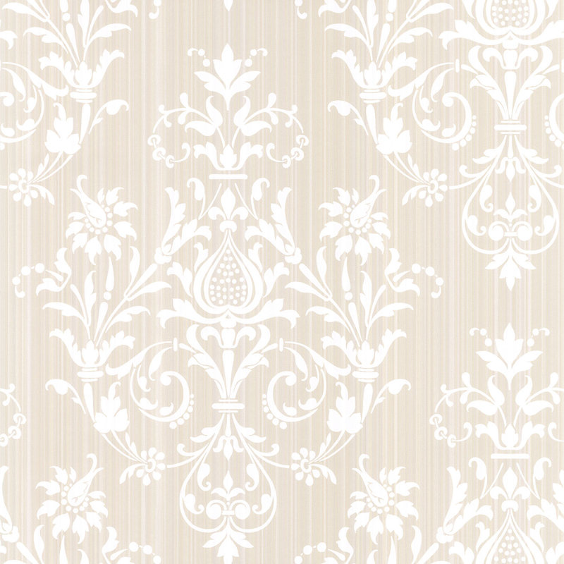 Hershberger 10m x 52.8cm Satin Finish Pre-pasted Roll, Beige/White