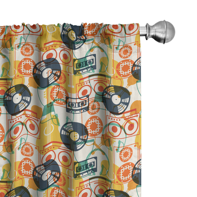 Music Semi-Sheer Rod Pocket Curtain Panels, 28" x 95"