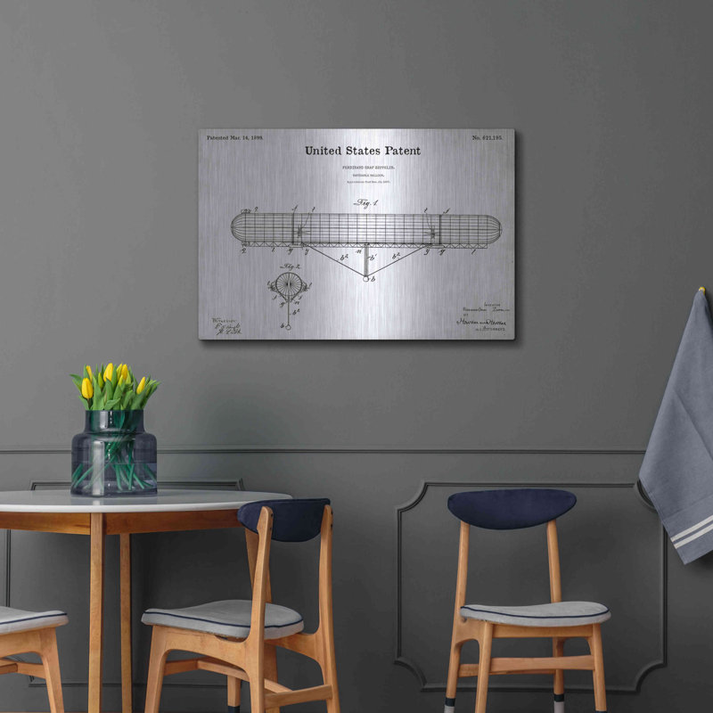 «Navigable Balloon Blueprint Brevet White» par Patents, H 24 po x l 36 po