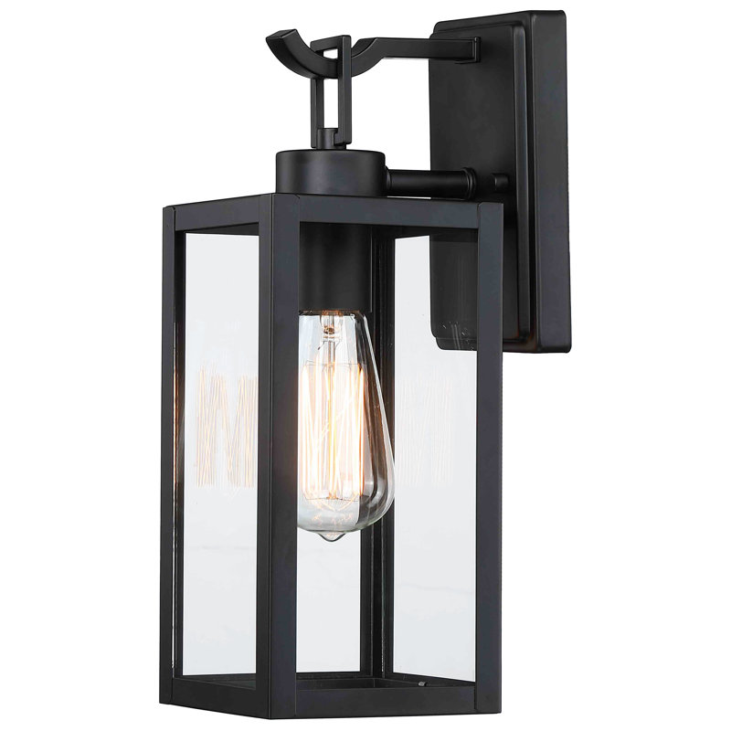 Schlesinger Matte Black Outdoor Wall Lantern, 34.7cm H x 12.7cm W x 16.7cm D