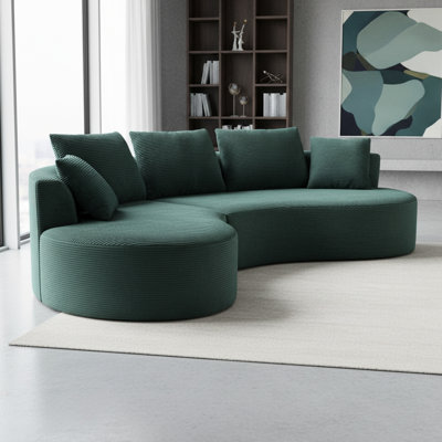 Canapé modulaire incurvé en velours côtelé 2 pièces et méridienne avec coussins, 3 sièges, sans assemblage, siège profilé pour les réunions, siège moderne, utilisation sans effort à la maison