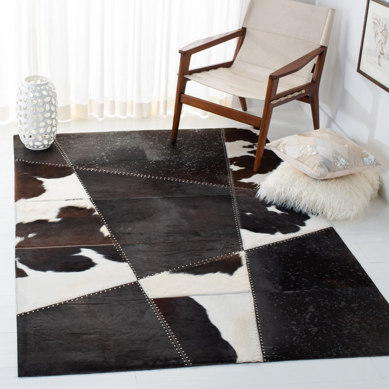 Studio Leather Hand Woven Hair On Leather Rug, Rectangle 8' x 10'