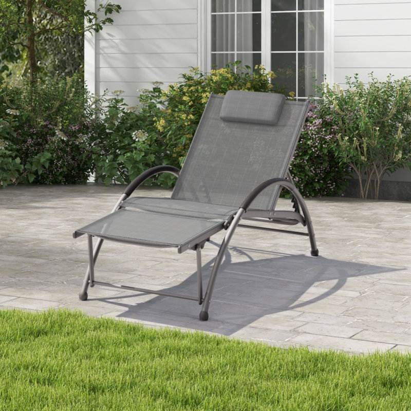 Chaise longue d'extérieur en aluminium, Gris