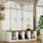 Farmhouse Hall Tree With 4 Hidden Hanging Hooks, Versatile Walnut Seating Bench With 8 Doors, Entryway Shoe Cabinet With Open Compartment For Living Room
