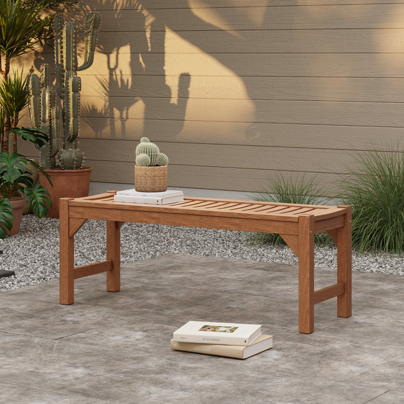 47.2'' W Solid Wood Outdoor Bench, Sloping Seat Patio Bench