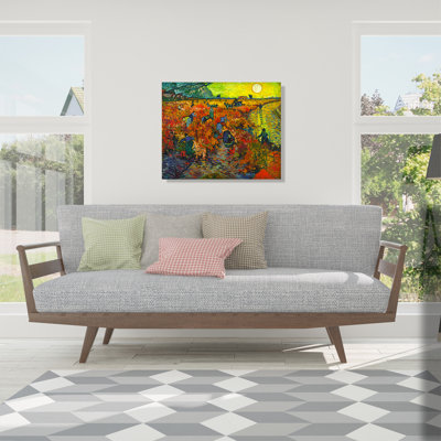 Les vignes rouges par Vincent Van Gogh. Taille de l'image: 30 x 24 pouces Van Gogh. Reproductions classiques du monde pour HomeDecor, cadre de gaufrage luxueux de style italien