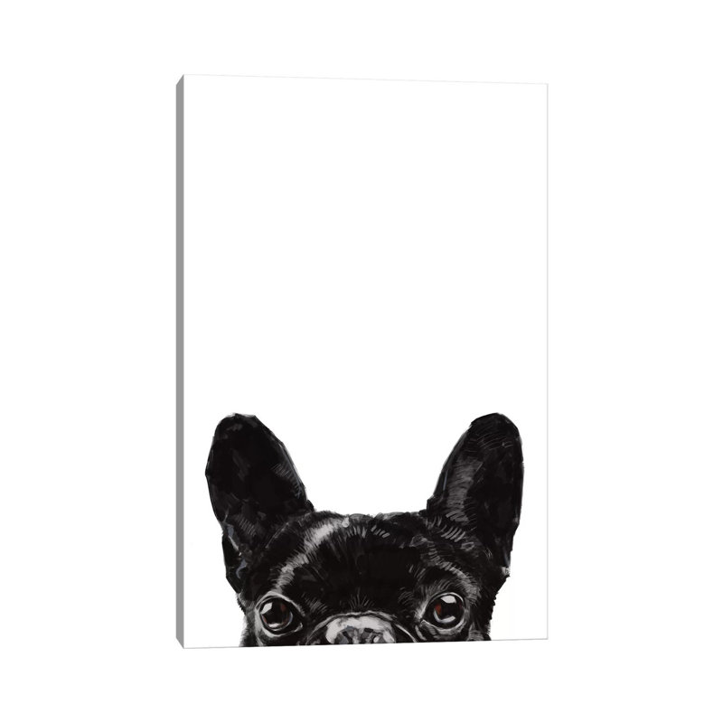 «Peeking Bulldog» par Big Nose Work - impression d'art graphique, Toile tendue, Pas de tapis, H 18 po x l 12 po x 1,5 po