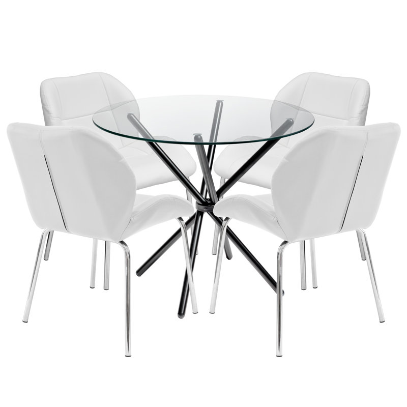 Dereham 4 - Person Dining Set, Black, Off White